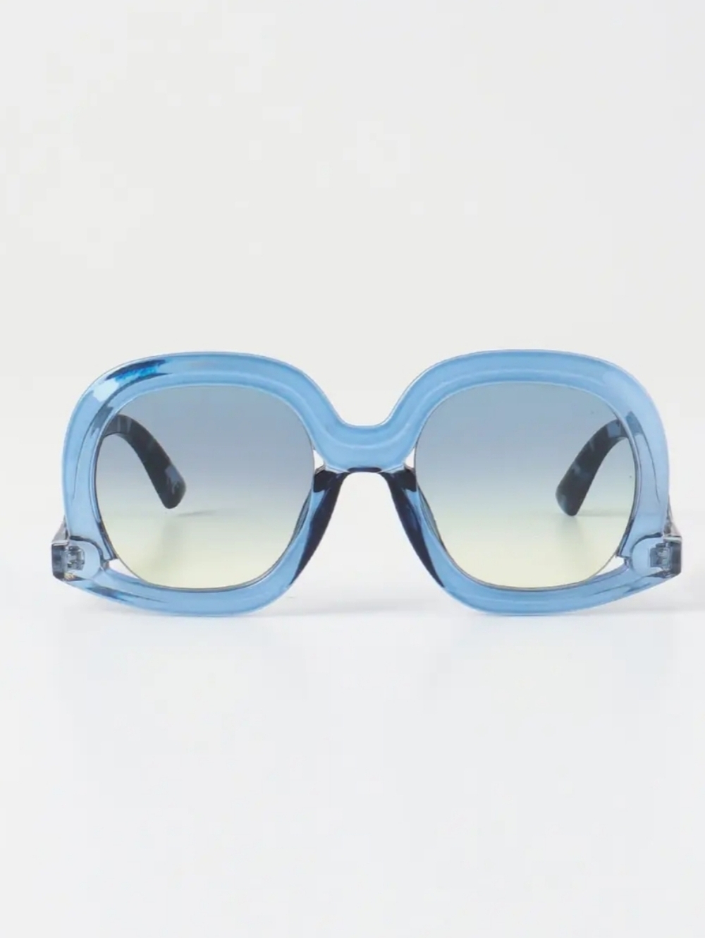 Blue Oversized Round Tortoise Arm Sunglasses - Picture 13 of 13